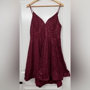 Elegant Burgundy Sequin Dress